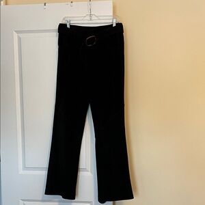 DKNY Black Suede Leather Belted Pants